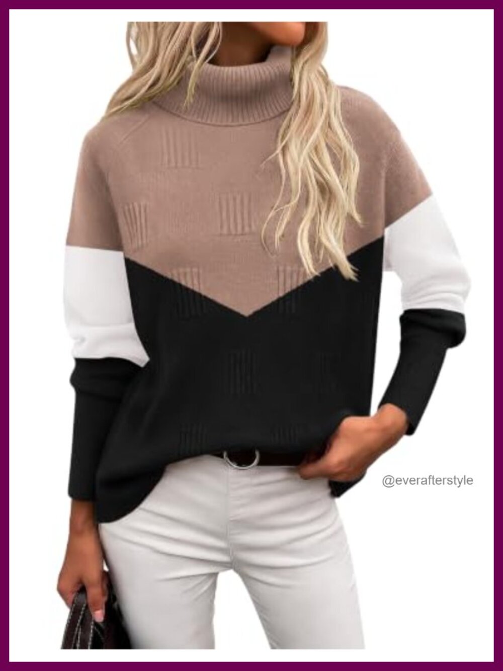 Womens Turtleneck Sweater Long Sleeve Knit Pullover Viscose Blend